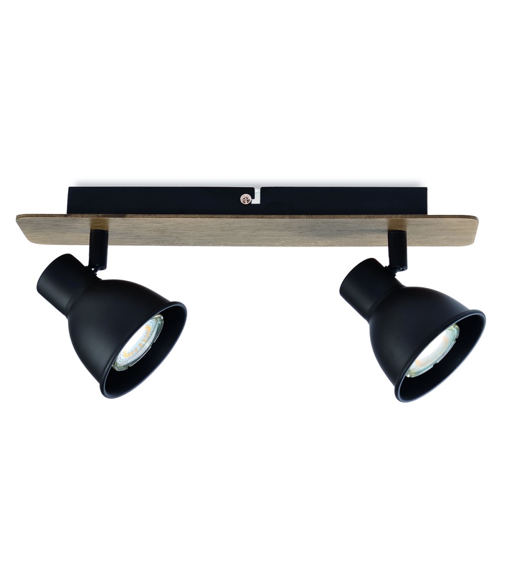 REGLETA MIKO NEGRO 2L GU10 MADERA